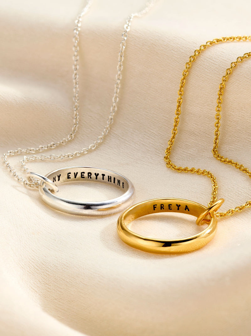 Posh Totty Designs personalised secret script ring necklace, imported from the UK