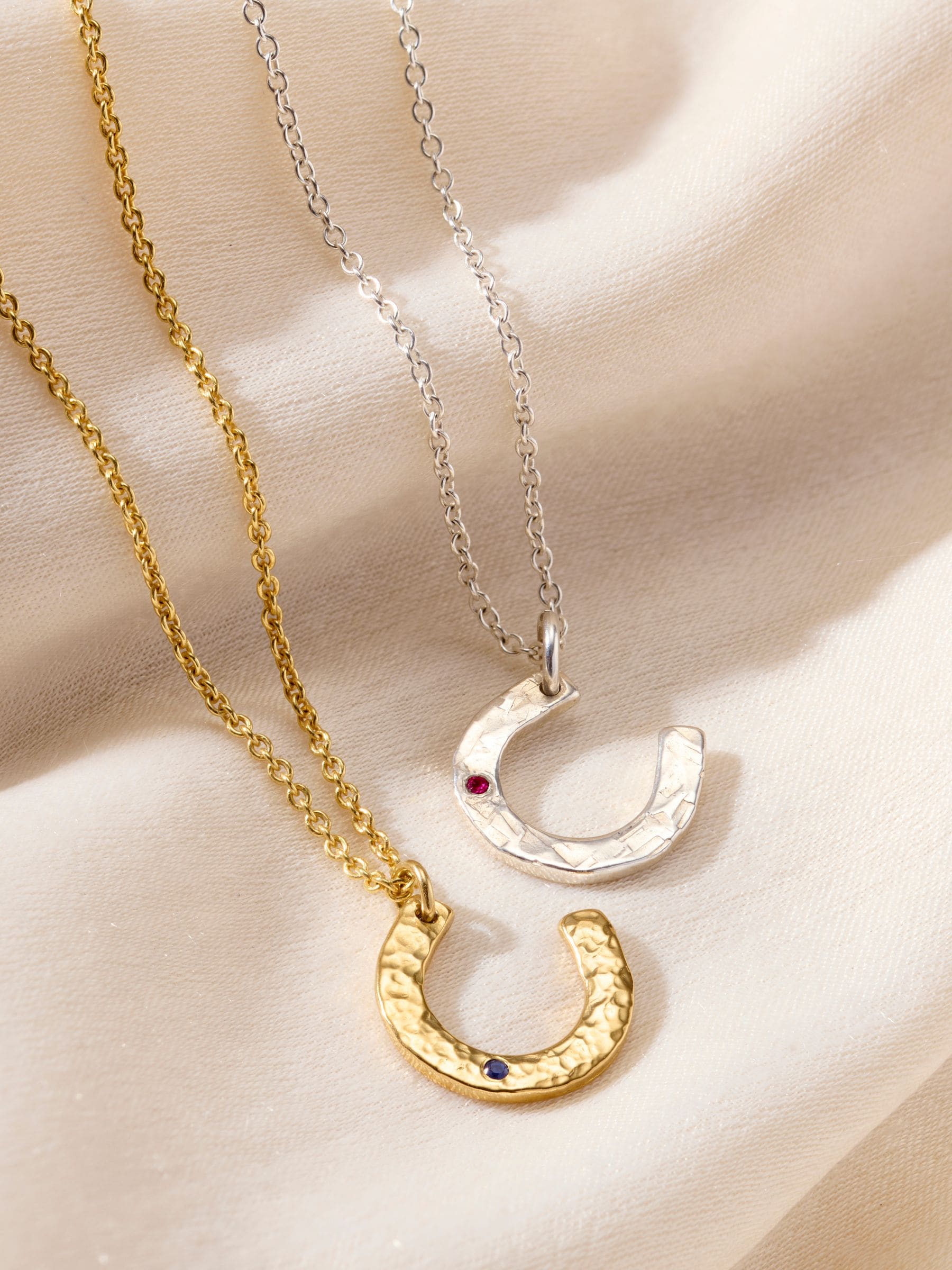 Posh Totty Designs personalised birthstone horseshoe necklace 18 inch chain, UK version