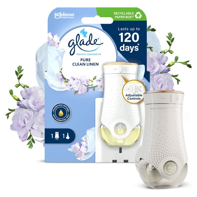 Glade Plug In Holder & Refill Electric Scented Oil Clean Linen   20ml GOODS M&S   