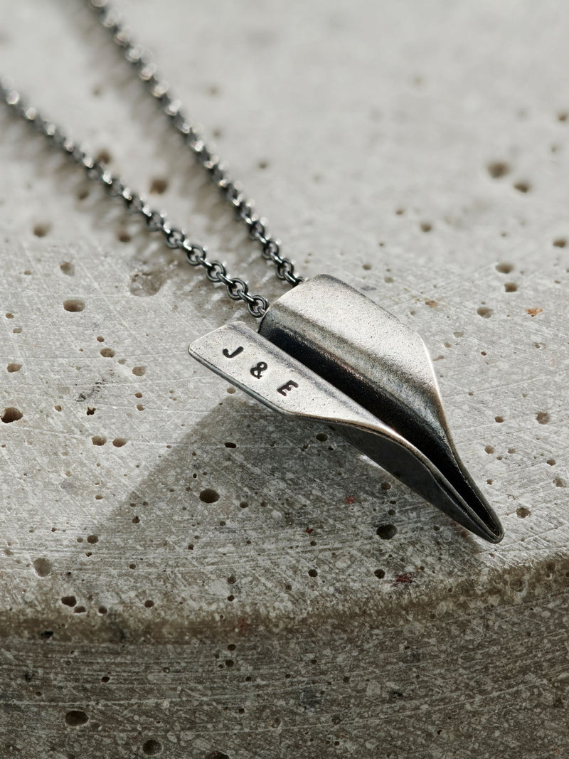 Posh Totty Designs oxidised paper plane necklace, imported from the UK