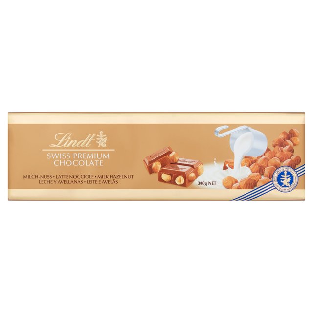 Lindt Gold Bar Milk Chocolate &amp; Hazelnut   300g