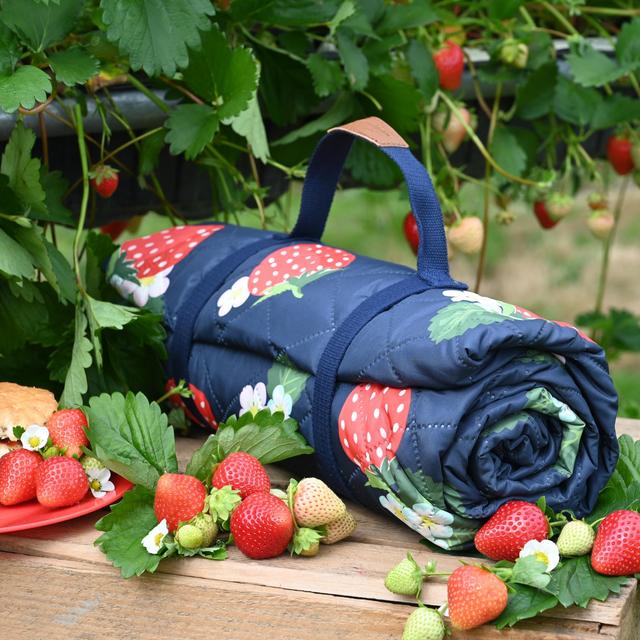 Summerhouse Strawberries & Cream Quilted Picnic Blanket