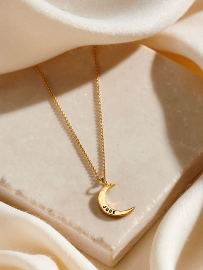 Next Posh Totty Designs Small Personalised Crescent Moon Necklace- Buy online at McGrocer