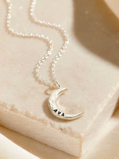 Next Posh Totty Designs Small Personalised Crescent Moon Necklace- Buy online at McGrocer