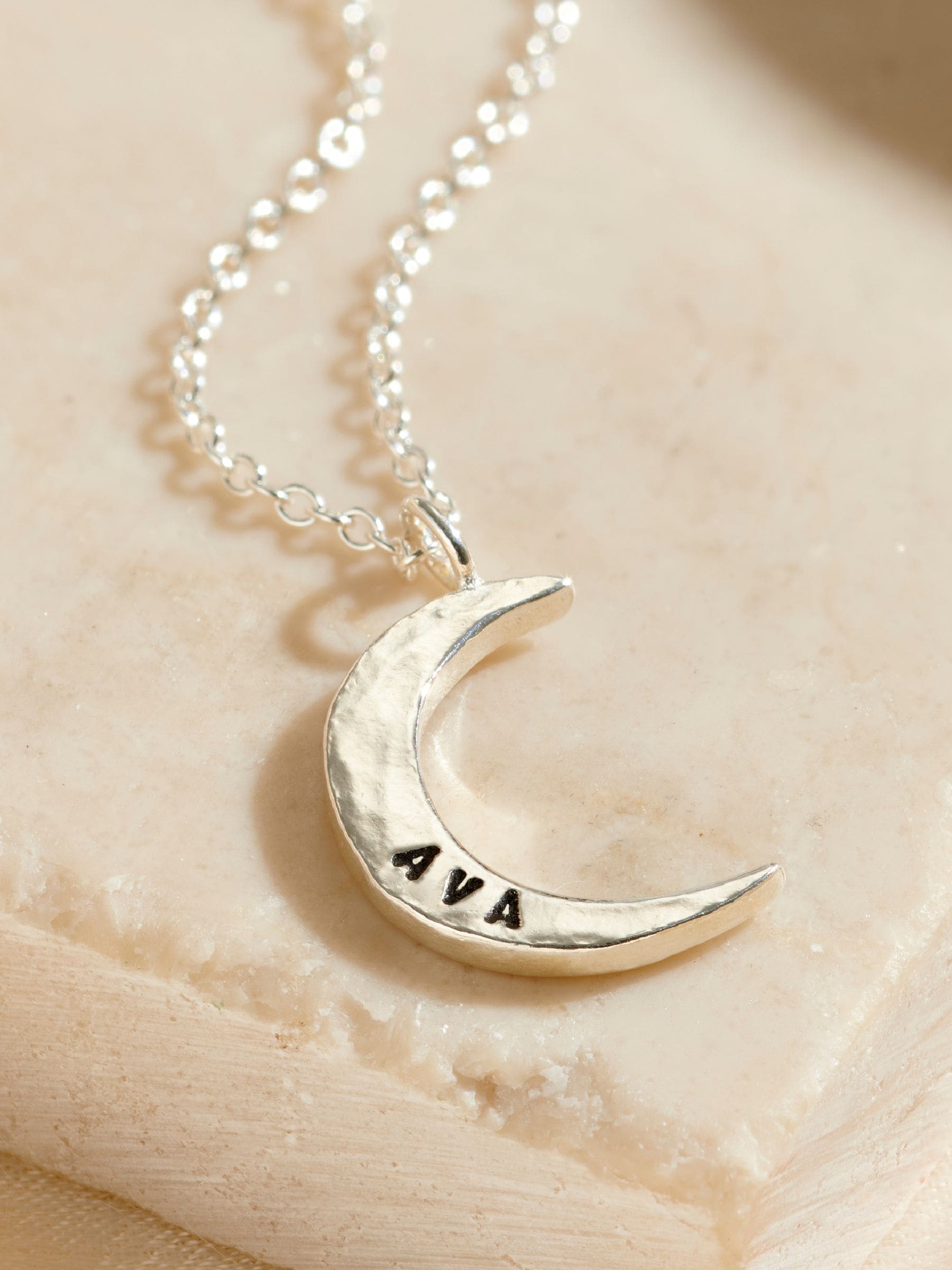 Posh Totty Designs sterling silver crescent moon necklace, imported from the UK