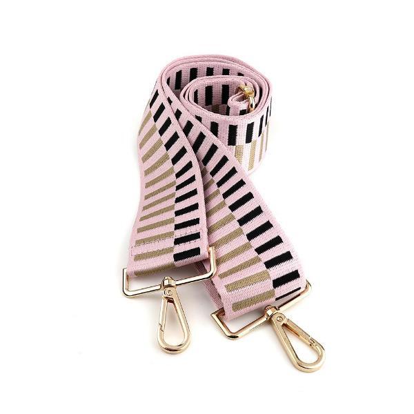POM Pale Pink Offset Stripe adjustable wide bag strap - British product