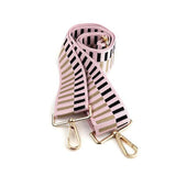 POM Pale Pink Offset Stripe adjustable wide bag strap - British product