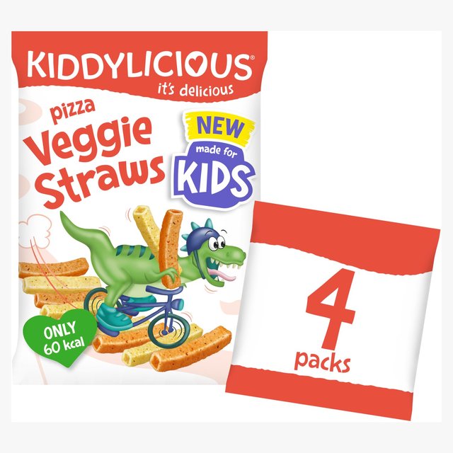 Kiddylicious Pizza Flavoured Veggie Straws Kids Snacks Multi   4 x 12g