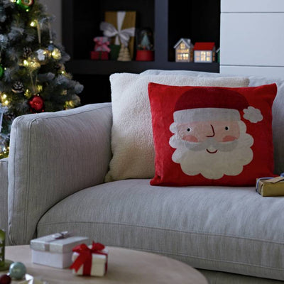 Argos Argos Home Christmas Santa Printed Fleece Cushion Red & White 43cm- Buy online at McGrocer