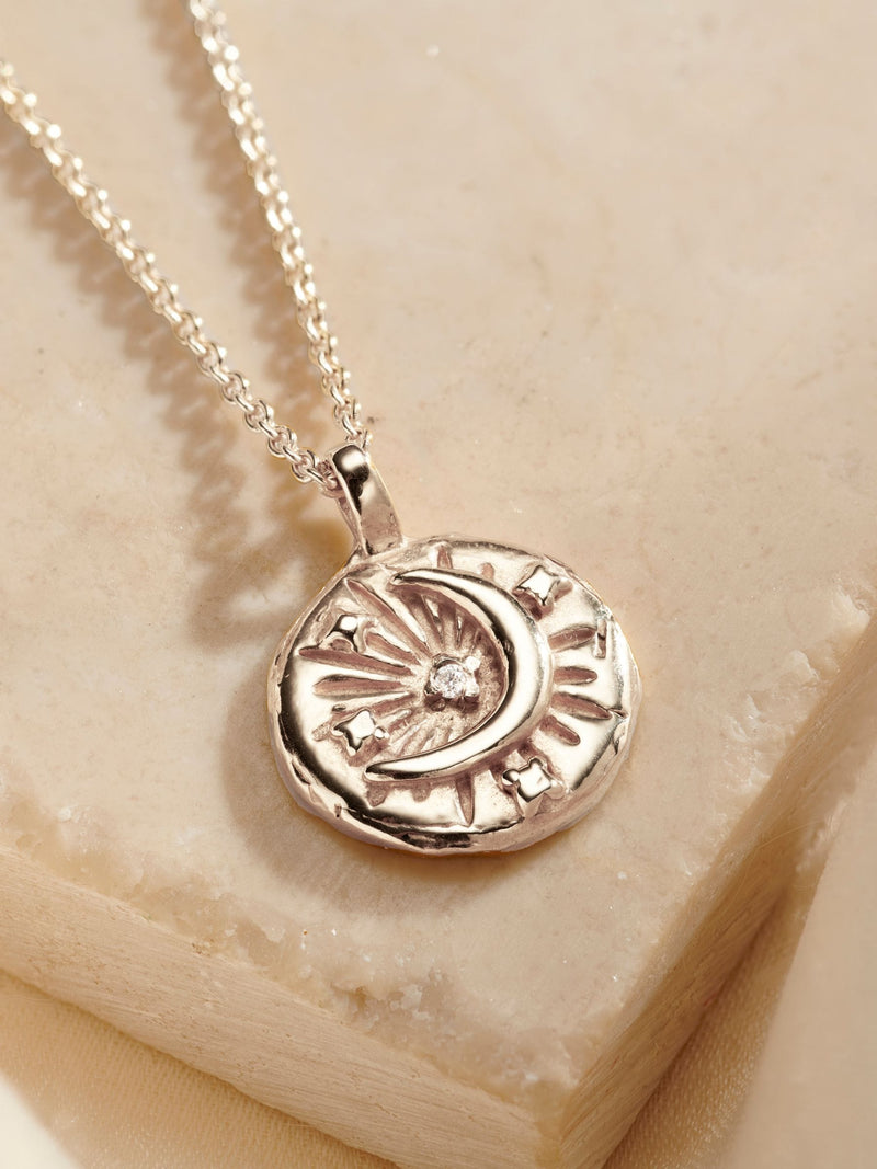 Posh Totty Designs sterling silver birthstone celestial disc necklace - British product