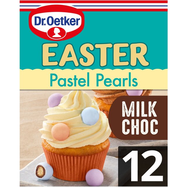 Dr. Oetker 12 Milk Chocolate Pastel Pearls Cake Decorations   33g GOODS M&S   