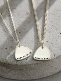 Personalised plectrum necklace in sterling silver (British brand)