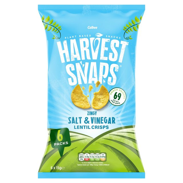 Harvest Snaps Salt & Vinegar Lentil Crisps Multipack   6 x 15g GOODS M&S   