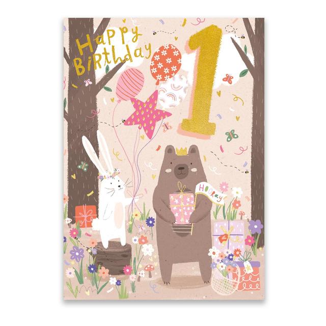 Woodland 1st Birthday Card GOODS M&S   