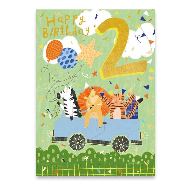 Animal Party Truck 2nd Birthday Card GOODS M&S   