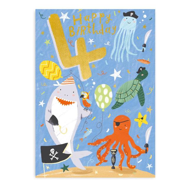 Pirate Party 4th Birthday Card GOODS M&S   