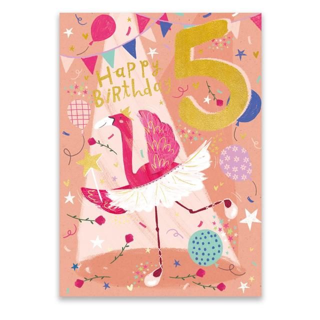 Flamingo Ballet 5th Birthday Card GOODS M&S   