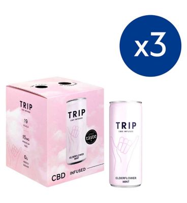 Trip CBD Drink Elderflower Mint - 12 x 250ml Bundle GOODS Boots   