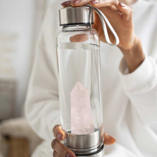 Prezzybox Rose Quartz Purifying Glass Water Bottle GOODS Superdrug   