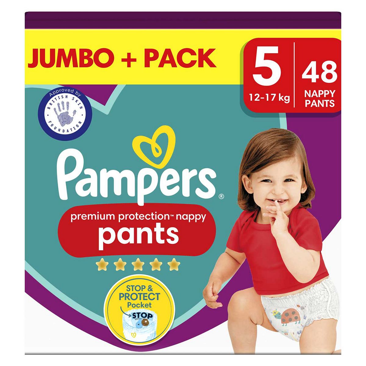 Pampers Premium Protection Nappy Pants Size 5, 48 Nappies, Jumbo+ Pack GOODS Boots   