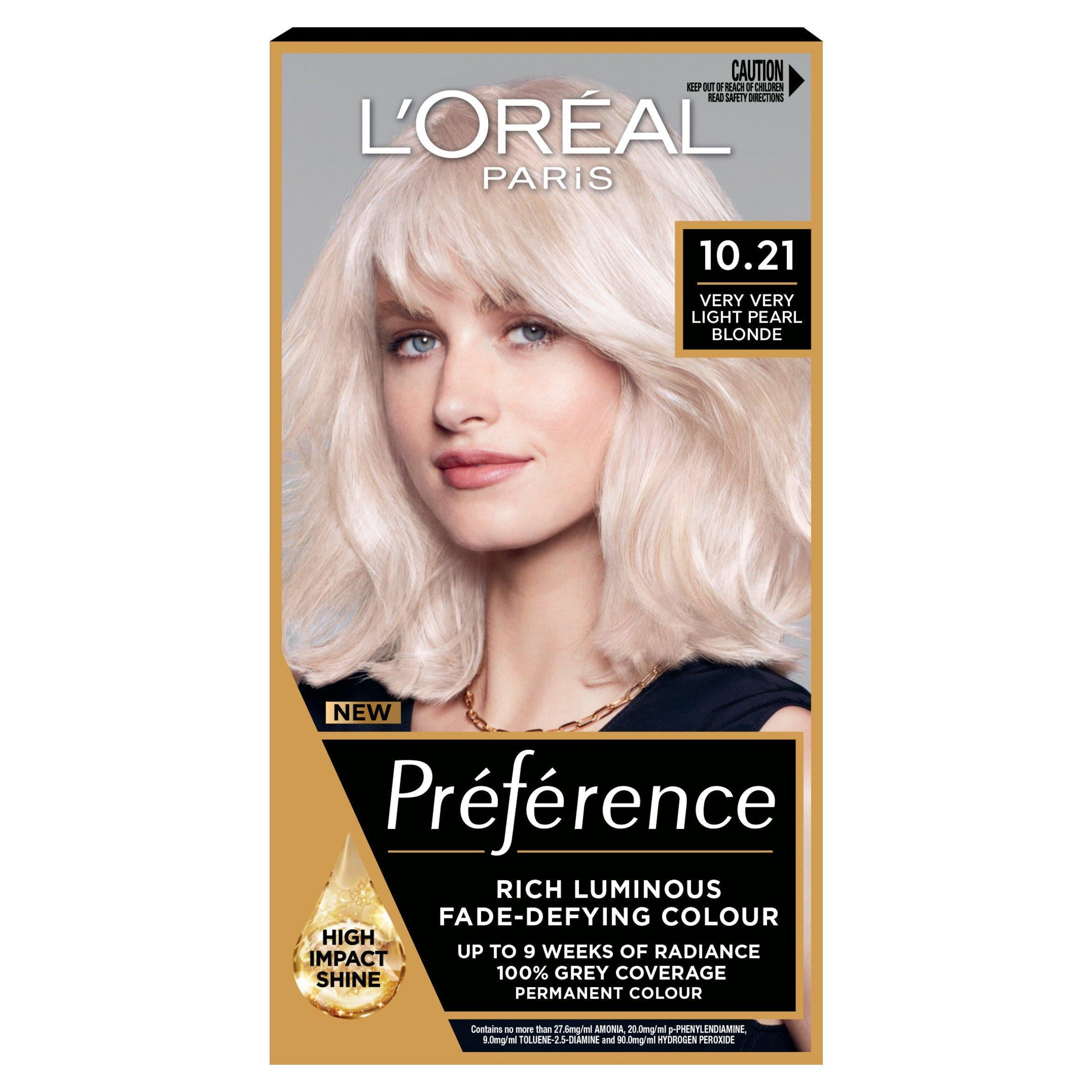 L'Oreal Paris Preference Permanent Hair Dye Stockholm Verry Very Light Pearl Blonde 10.21