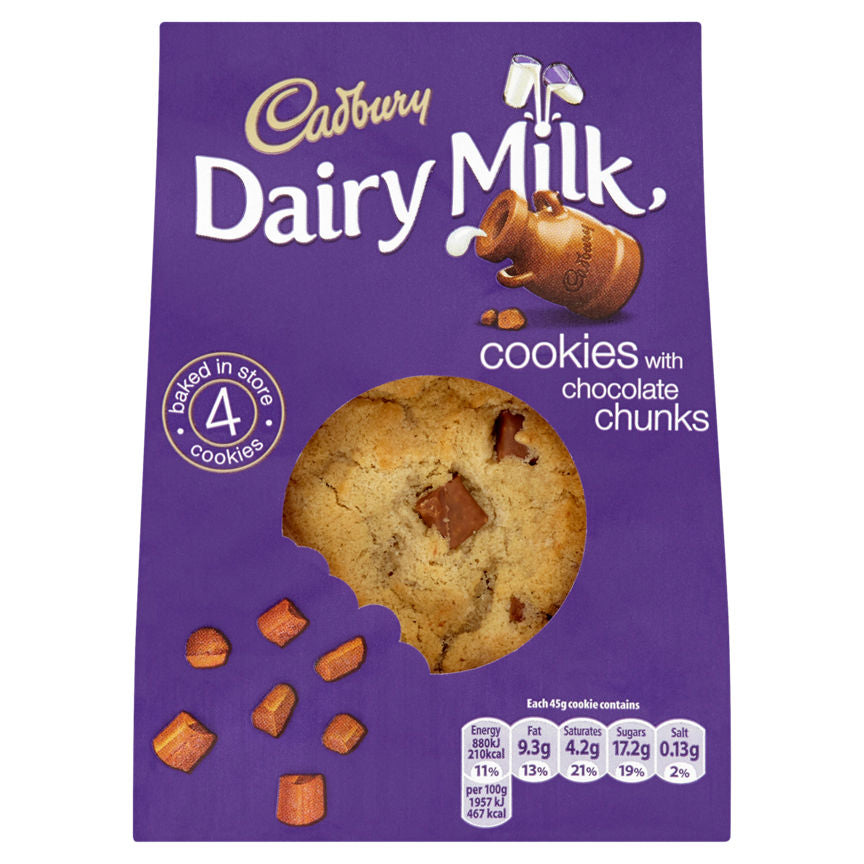 Cadbury Dairy Milk 4 Cookies with Chocolates Chunks GOODS ASDA   