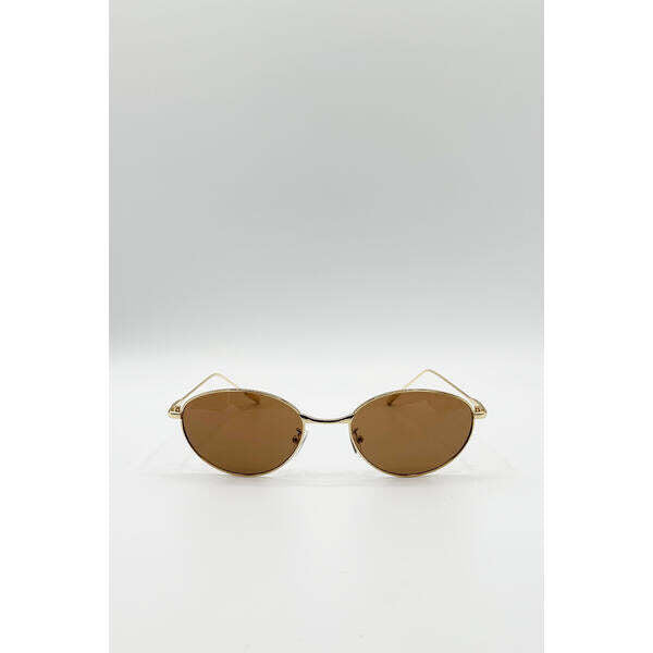 SVNX metal oval cat eye sunglasses brown lens, UK version