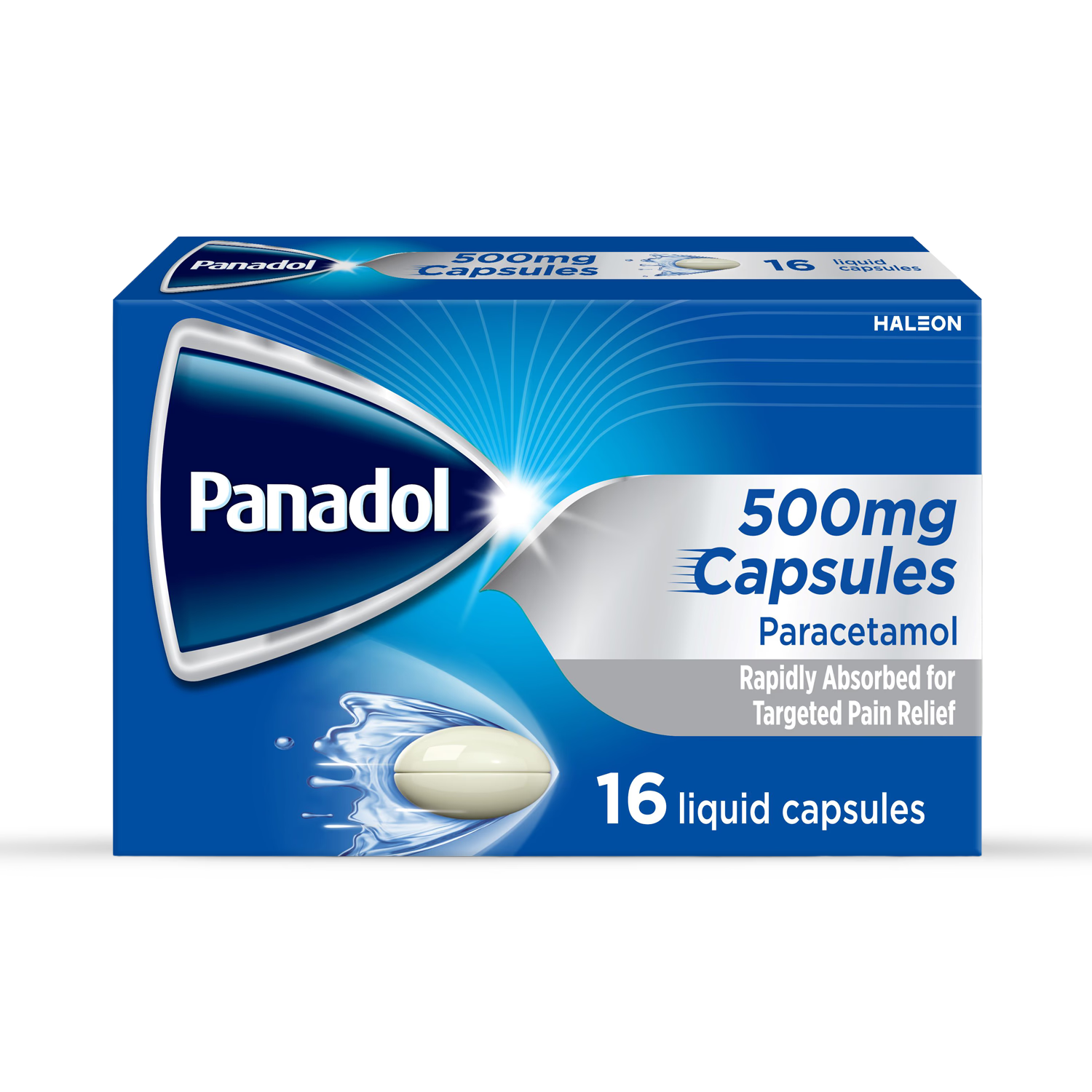 Panadol liquid paracetamol capsules 500mg 16 capsules (British brand)