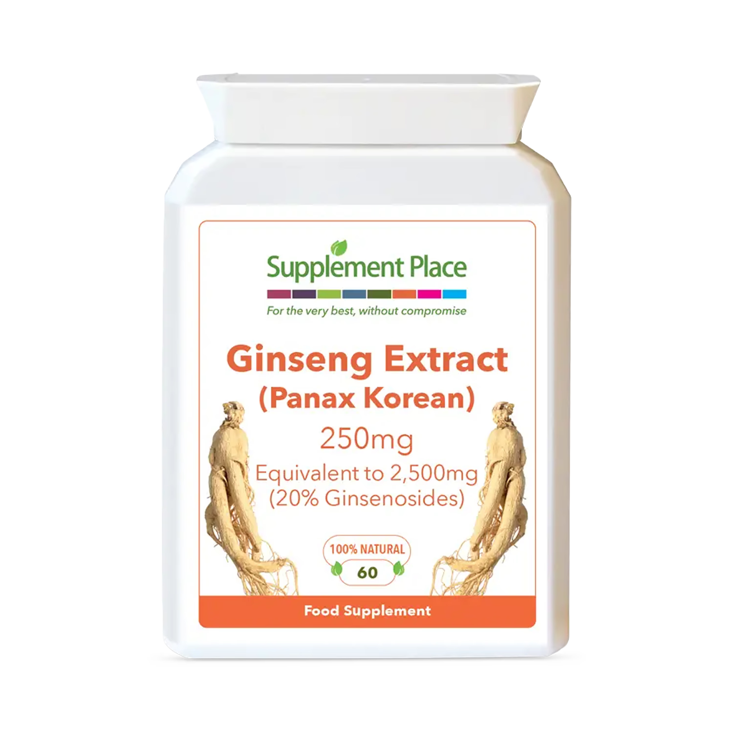 Supplement Place Panax Korean Ginseng capsules 20% ginsenosides 60 caps, UK version