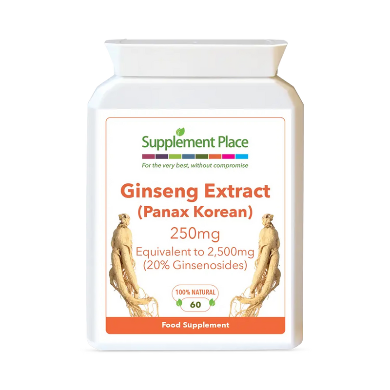 Supplement Place Panax Korean Ginseng capsules 20% ginsenosides 60 caps, UK version