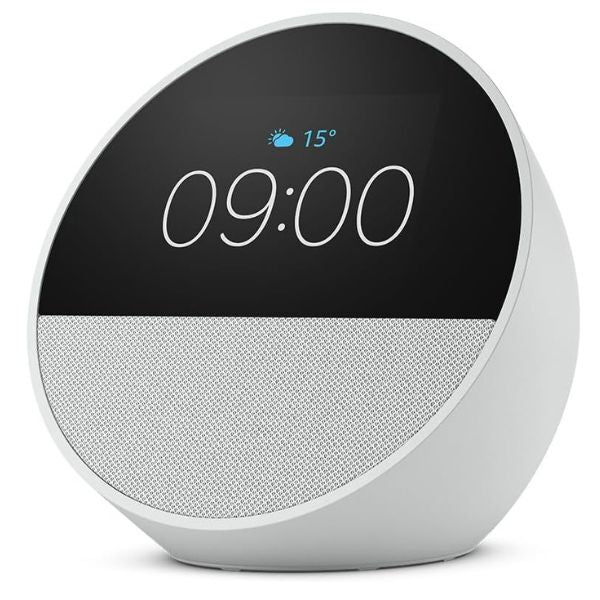 Amazon Echo Spot 2024 white smart alarm clock - British product