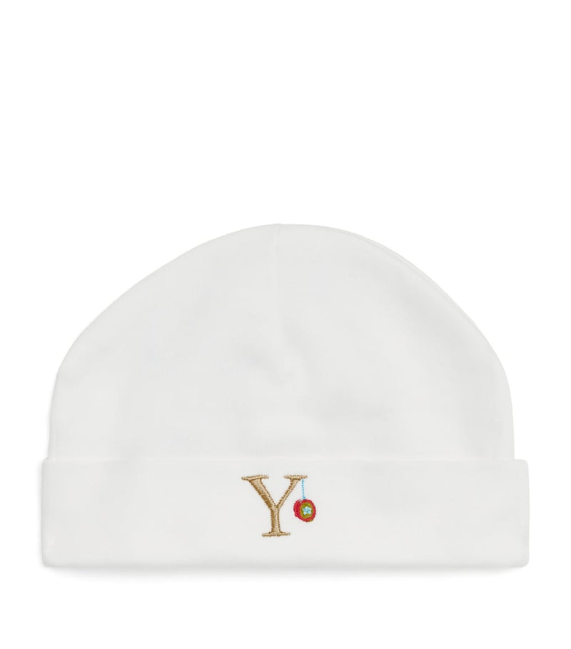 Paint My Dreams baby beanie embroidered Y, imported from the UK