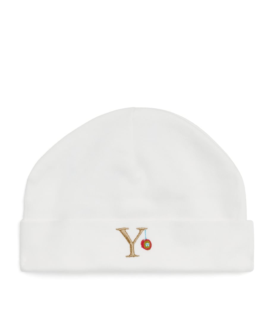 Paint My Dreams baby beanie embroidered Y, imported from the UK