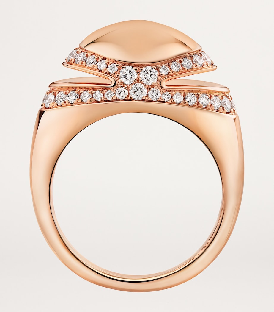Bvlgari Cabochon ring 18kt rose gold with pavé diamonds, UK version