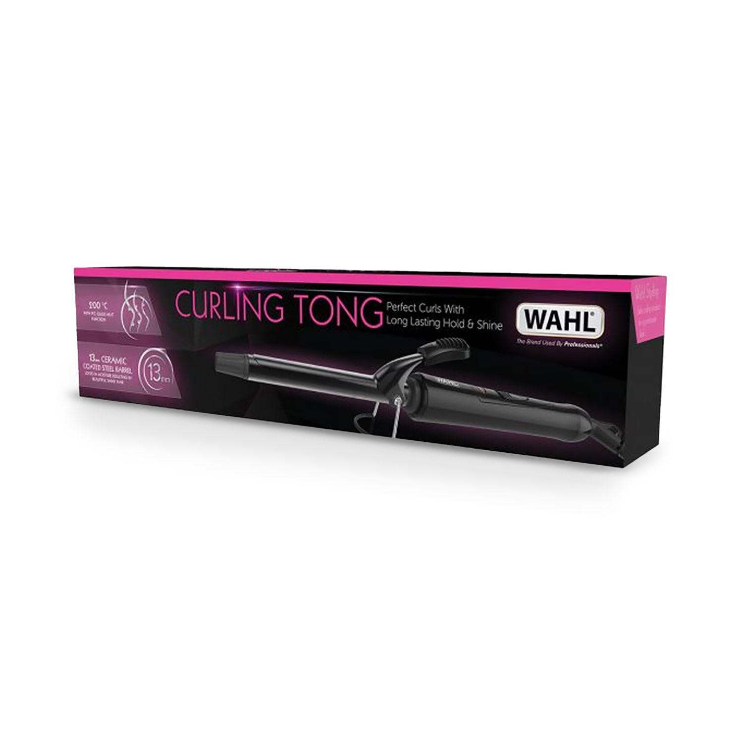 Wahl ceramic curling tong black 13mm, imported from the UK