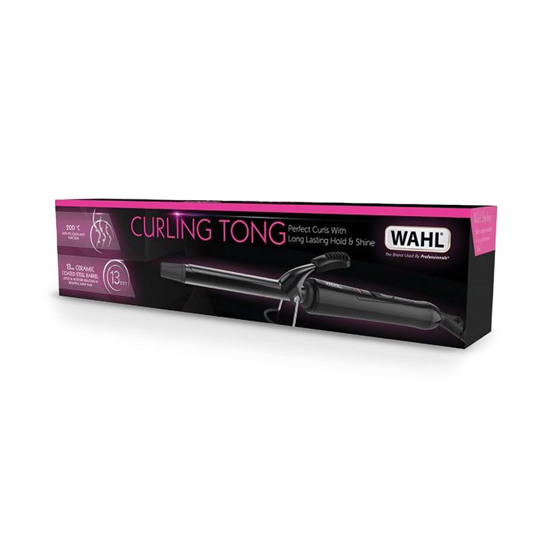 Wahl ceramic curling tong black 13mm, imported from the UK