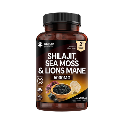 Holland & Barrett New Leaf Products Shilajit, Sea Moss & Lions Mane Supplement Capsules, 120 Capsules- Buy online at McGrocer