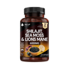 New Leaf Products Shilajit Sea Moss Lions Mane supplement capsules 120 ct, imported from the UK