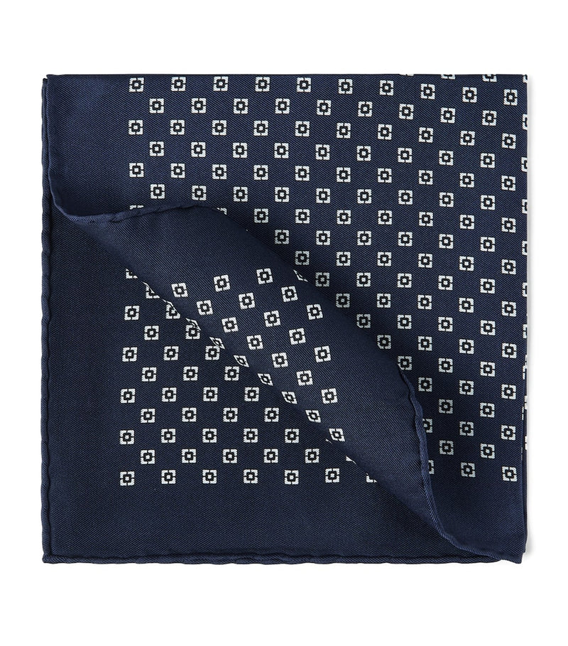 Brunello Cucinelli printed silk pocket square 35x35cm (British brand)