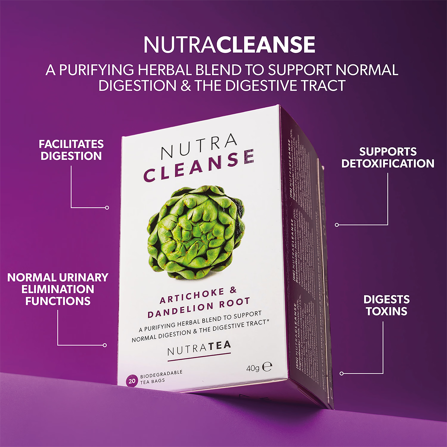 NutraCleanse herbal tea digestive blend 20 tea bags, UK version