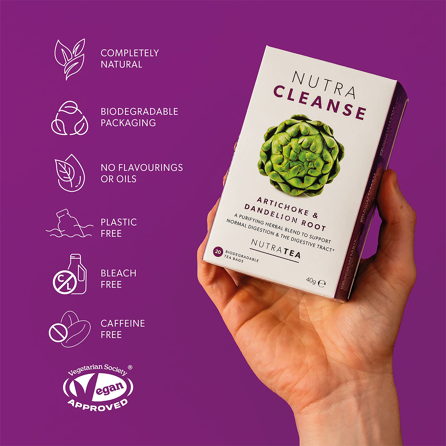 NutraCleanse herbal tea digestive blend 20 tea bags, UK version