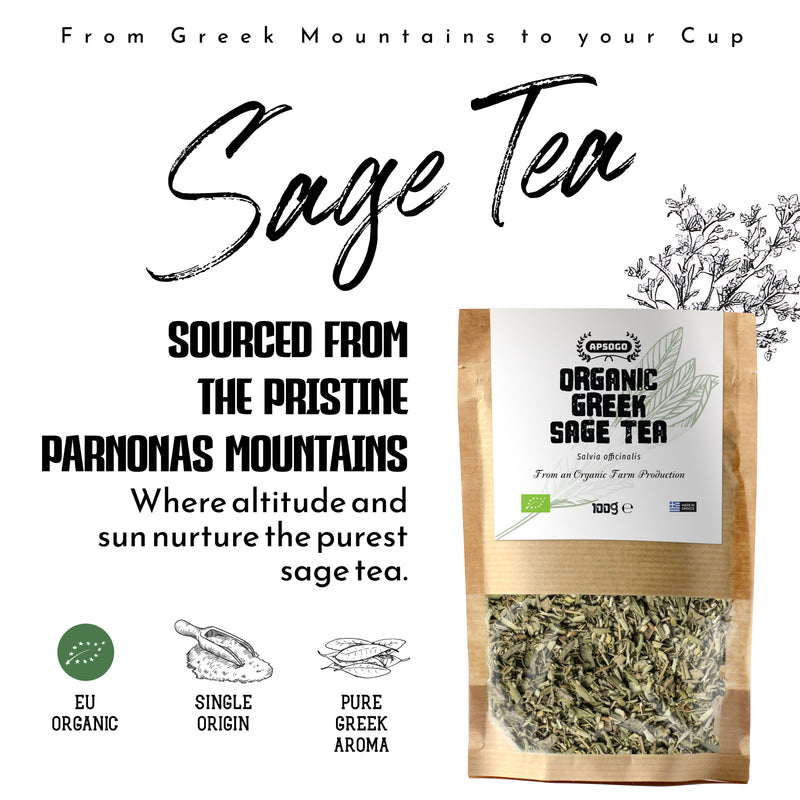 APSOGO organic sage tea loose leaf 100g, imported from the UK