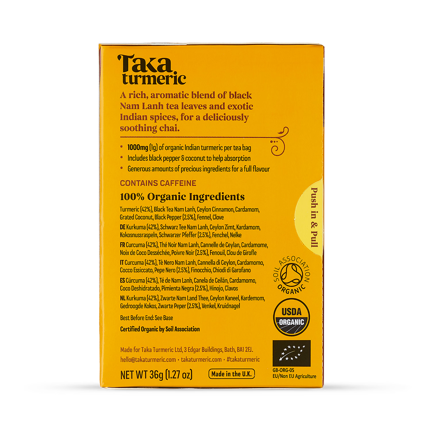 Taka Turmeric masala chai turmeric tea 15 teabags - British product
