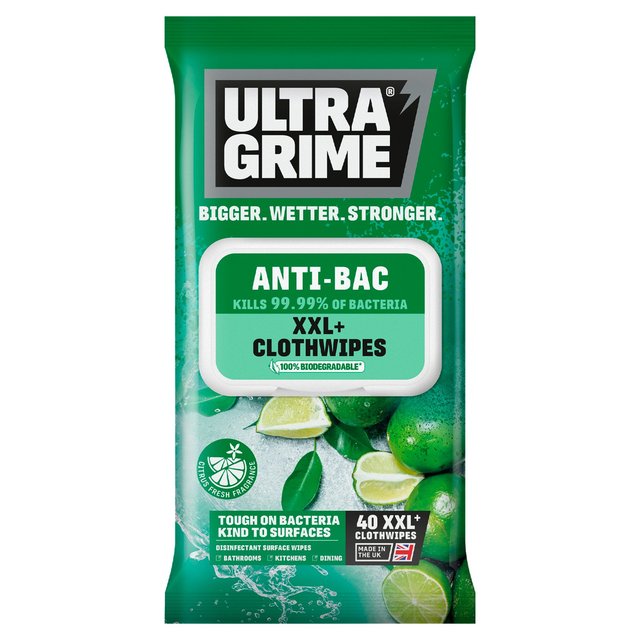 UltraGrime Anti-Bac XXL Clothwipes   40 per pack