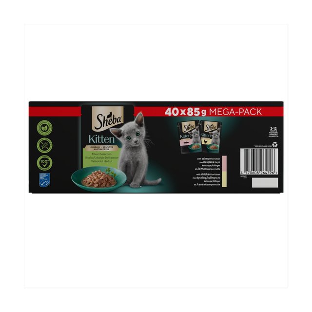 Sheba Sauce Collection Kitten Cat Pouches Mixed Selection in Gravy   40 x 85g