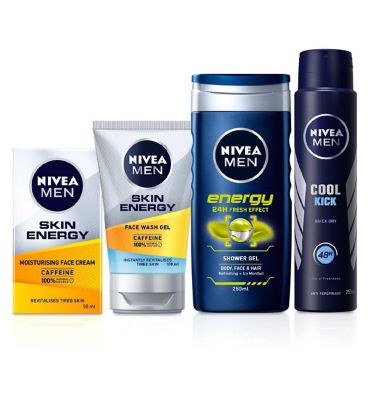 NIVEA MEN Skin Energy Anti-Fatigue Grooming Bundle Men's Toiletries Boots   