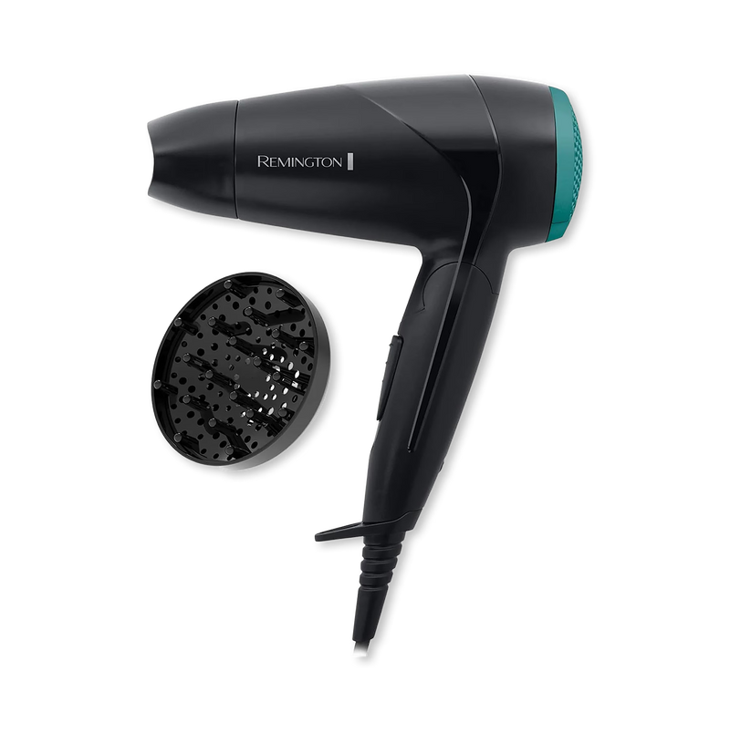 Remington Travel Hair Dryer D1500 with folding handle and diffuser - British product