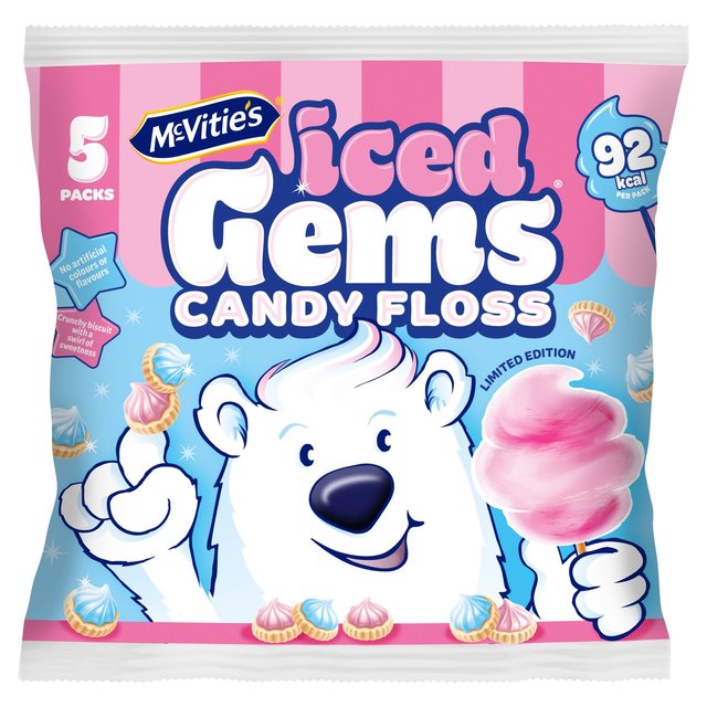 McVitie's Candyfloss Iced Gems Multipack Biscuits 5 x 23g 115g   5 x 23g