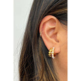 SVNX double heart earrings silver pearl huggie, UK version