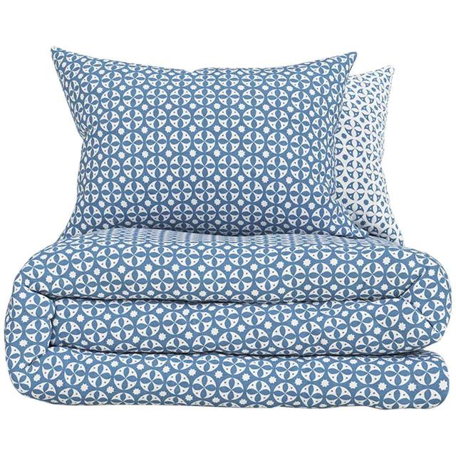 M&S Cotton Blend Circle Star Bedding Set Double-King Blue Mix